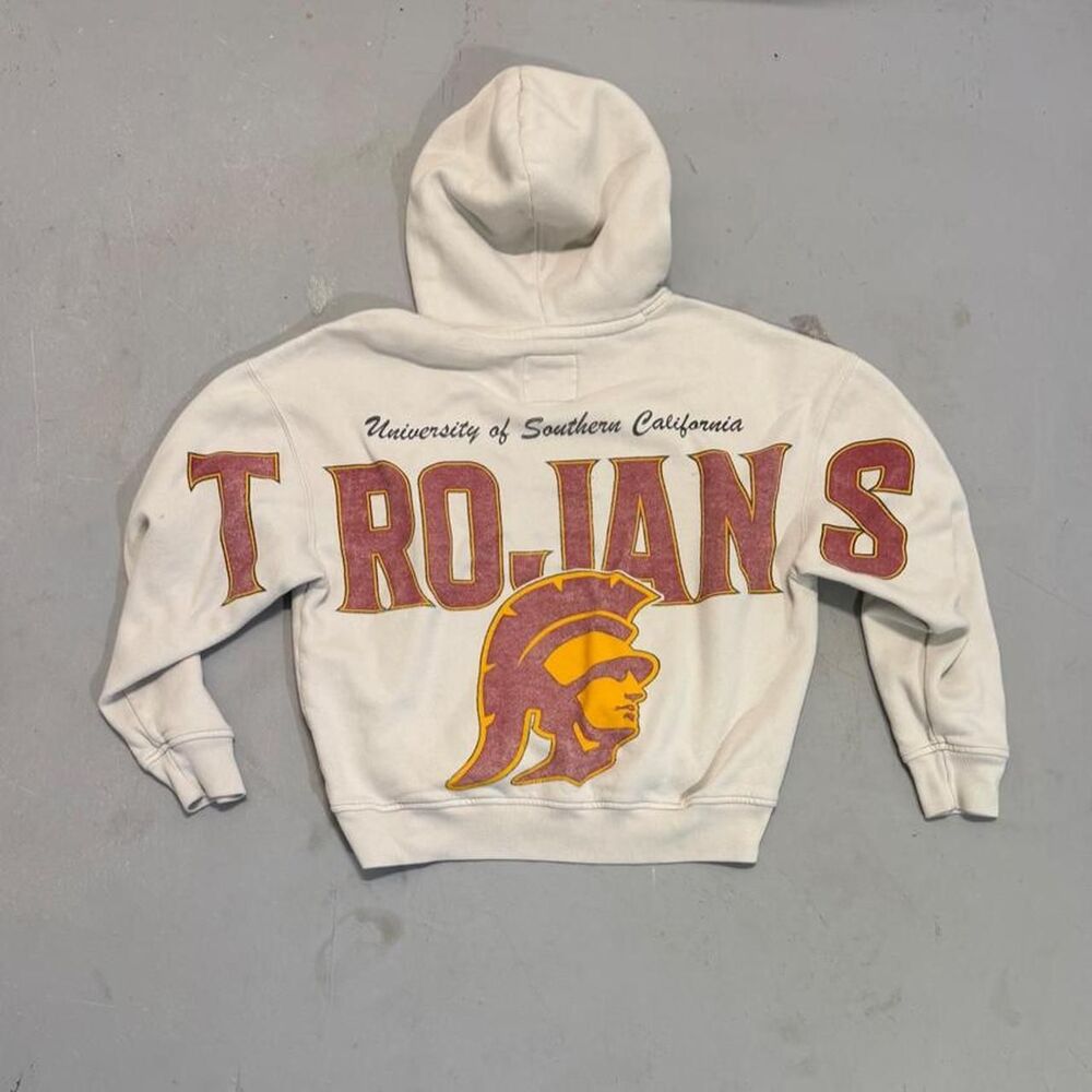 Hollister-co Women's White and Cream Hoodie